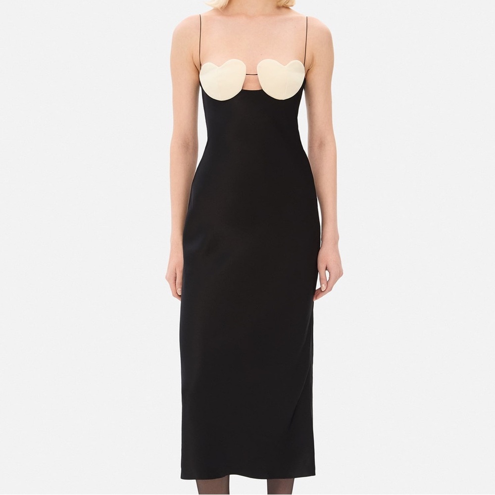 NWT Anna October Amur Tulip Midi Dress in Black and Cream